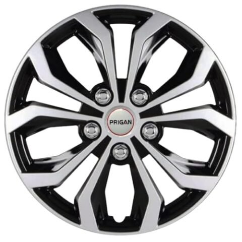 PRIGAN 14 Inch Black Silver Wheel Cover